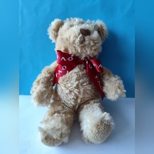4/$50⭐FAO SCHWARZ TEDDY BEAR Toys R Us Tush Button Plush Stuffed RED Ribbon 2013